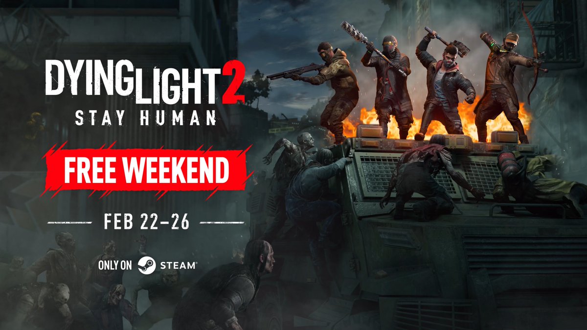 Grab a gun and fight off the horde in Dying Light 2, free on Steam this weekend! 🧟