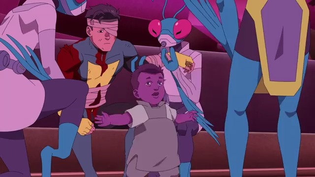 First clip from INVINCIBLE Season 2 Part 2, debuted just now at #IGNFanFest! Featuring the voices of Steven Yeun, Mark’s new brother, and RHEA SEEHORN.