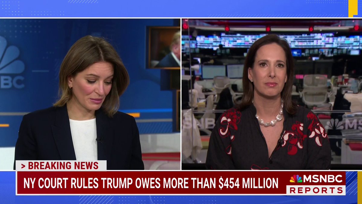 BREAKING: The total judgement for Donald Trump in New York civil fraud case now stands at $454 million. Lisa Rubin reports.