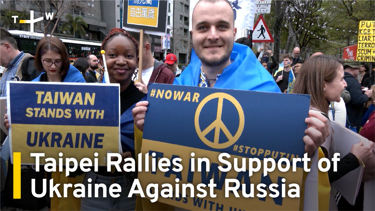 Marching in solidarity. Hundreds have gathered in Taipei on the second anniversary of Russia's invasion of Ukraine.