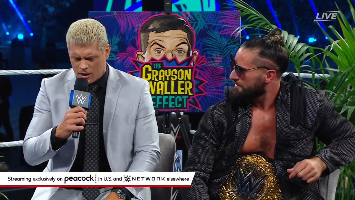 NO WAY! 😲😲😲 Cody Rhodes just challenged Dwayne Johnson to a match anytime, anywhere on The Grayson Waller Effect! #WWEChamber