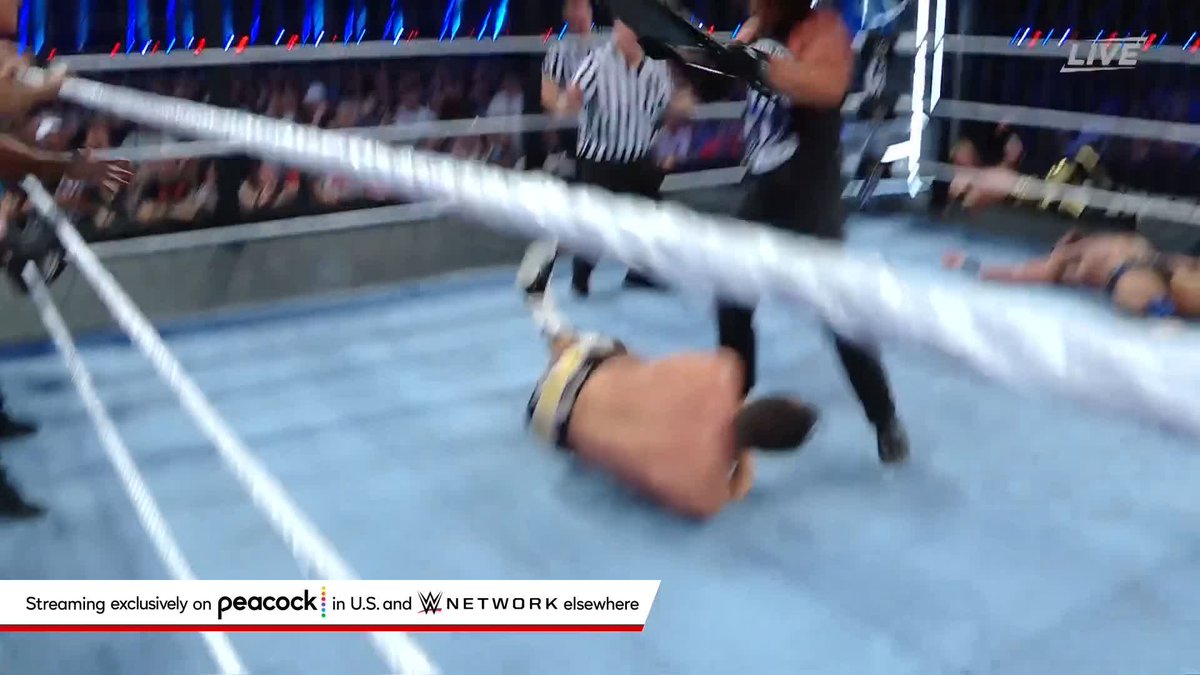 #WWEChamber CRASHER! AJ Styles just destroyed LA Knight with a steel chair assault!