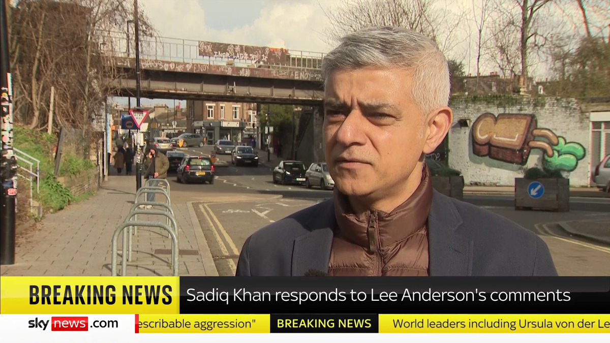 "These comments from a senior Conservative are Islamophobic, anti-Muslim and are racist." London mayor Sadiq Khan reacts to Tory MP Lee Anderson's remarks about him. He adds 'it confirms that there is a hierarchy when it comes to racism’. 📺 Sky 501