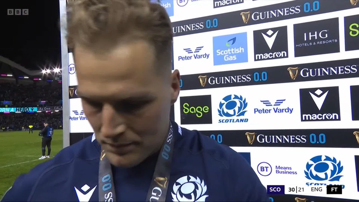 The man of the moment for Scotland! Hat-trick hero Duhan van der Merwe gives his verdict on the #CalcuttaCup. 🗣 #BBCRugby #SixNations #SCOENG