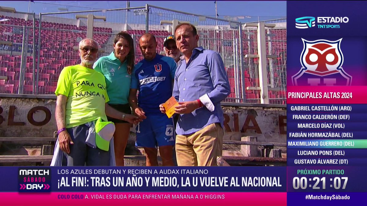 🙏⚽🇨🇱 Una ofrenda de cara al retorno Marcelo Díaz, Carla Guerrero y Horacio Rivas, figuras de ayer y hoy de Universidad de Chile, realizaron una ofrenda en el memorial del estadio Nacional, en la previa del duelo ante Audax Italiano. #MatchdaySábado