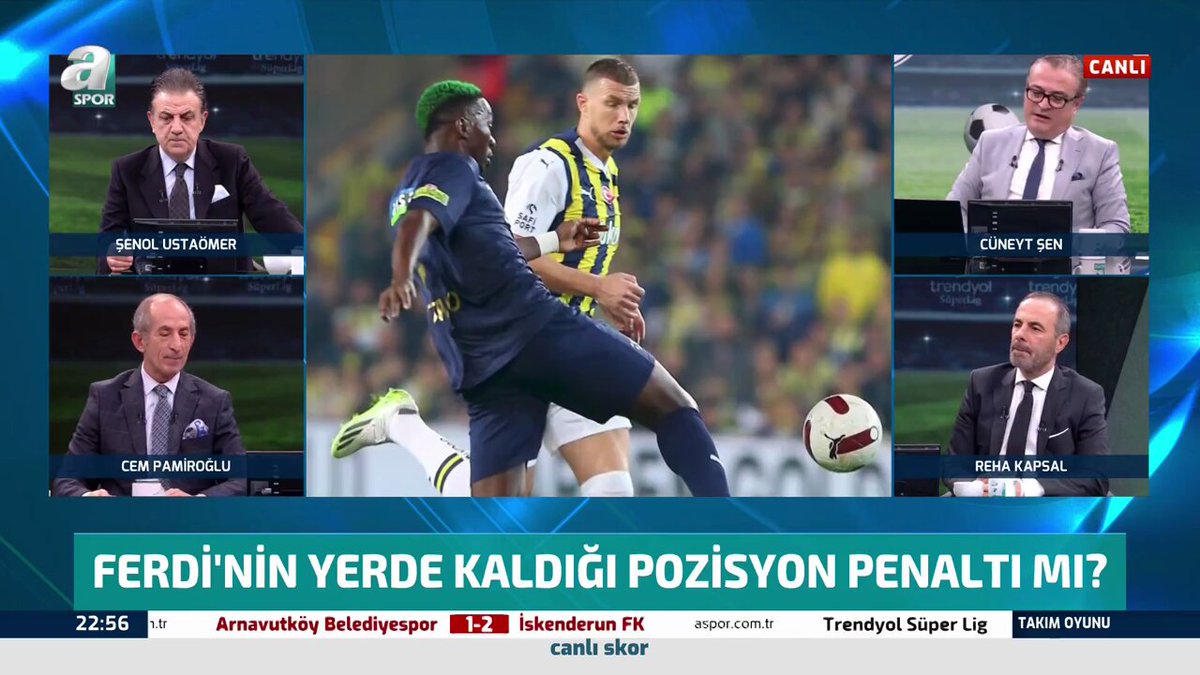 🤔 Ferdi’nin yerde kaldığı pozisyon penaltı mı? 🎙️ Cem Pamiroğlu: Pozisyon penaltı. 🎙️ Şenol Ustaömer: Pozisyon penaltı. 🎙️ Reha Kapsal: Pozisyon penaltı değil.