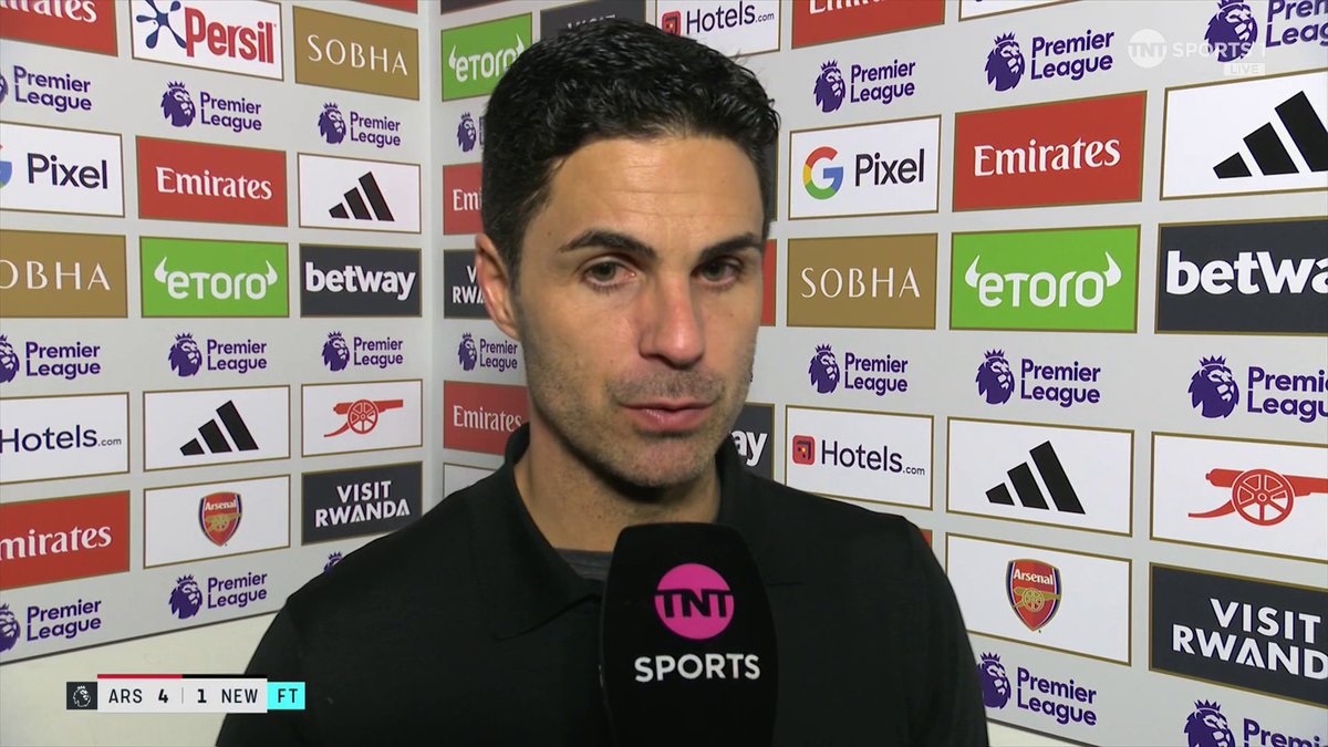 "We are scoring in different ways, and that's something really positive" 👏 Arsenal manager Mikel Arteta talks through the key takeaways from Arsenal's big win over Newcastle 🎙️ Jules Breach 📺 TNT Sports & discovery+ UK