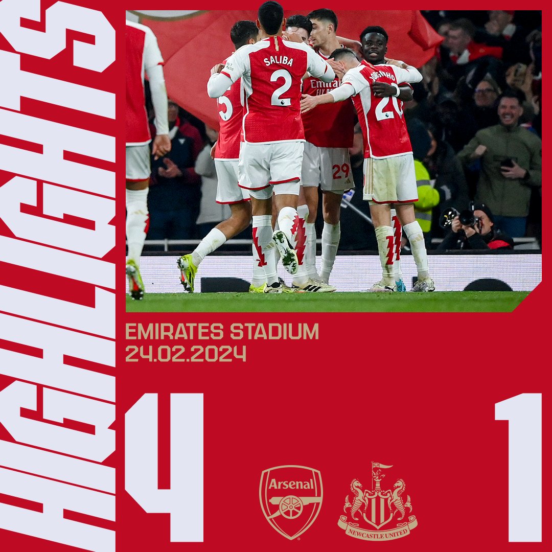 An electric evening at Emirates Stadium ⚡️ Relive our 4-1 victory over Newcastle United now 👇