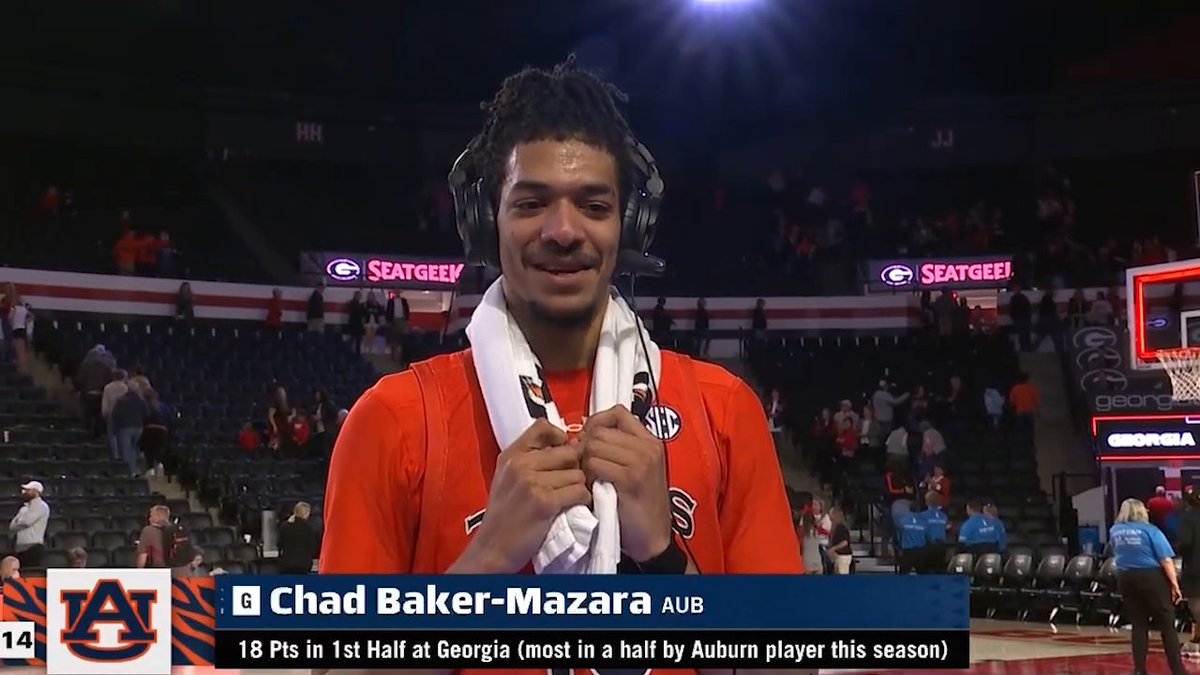 Chad Baker-Mazara dedicated tonight’s game to his high school coach, Danny Brix, who passed away earlier this week ❤️ He scored 25 PTS in Auburn's 97-76 win over Georgia.
