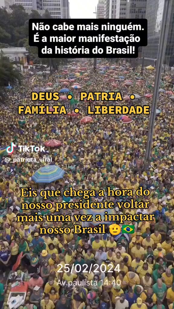 É a maior manifestação da história do Brasil 🇧🇷 Deus • Pátria • Família • Liberdade