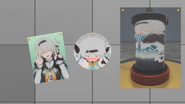 円柱化と平面化アニメーション