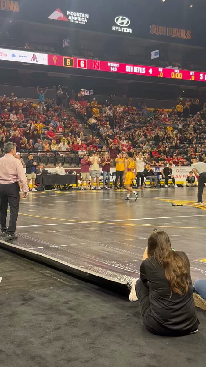 ALL FIRED UP! 🔥 No. 4 Kyle Parco defeats No. 1 Ridge Lovett, 4-3. #NCAAWrestling x 🎥 Sun Devil Wrestling