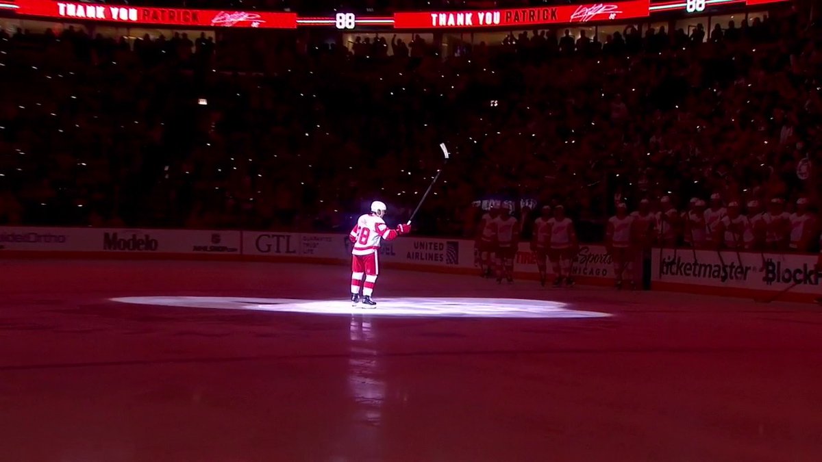 Here is the full video tribute the Blackhawks gave Patrick Kane during his return to Chicago. @BallySportsDET played the entire video during the broadcast.