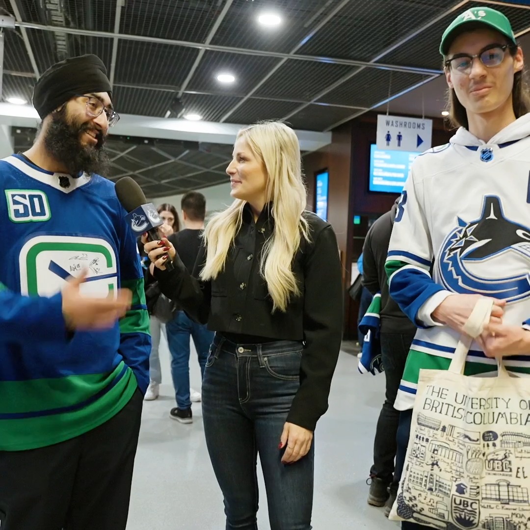 "I love it so much. Just seeing all the players and talking to them, taking pictures, it's amazing!" #Canucks fans share their excitement around today's Season Ticket Member 'Meet the Team' event.