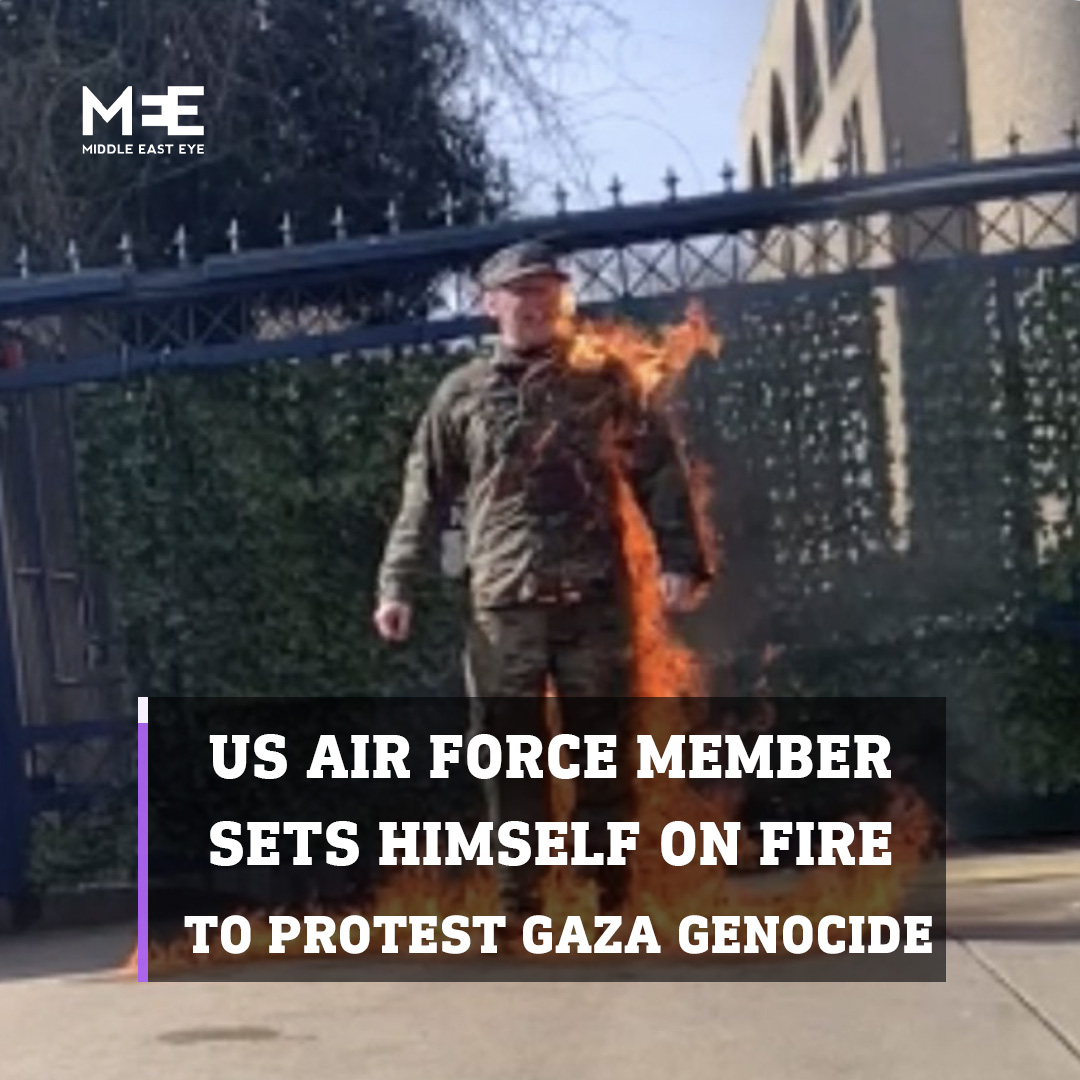 A hero and a martyr. May his death not be in vain. May it be a wake up call where we see the end of the genocide and the start of a free Palestine. RIP Aaron Bushnell.