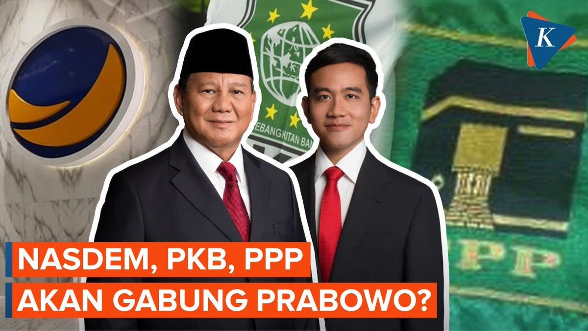 Tiga partai politik diprediksi merapat ke koalisi pemenang Pilpres 2024, yakni kubu pasangan capres-cawapres nomor urut 2, Prabowo Subianto-Gibran Rakabuming. Ketiga partai tersebut, yakni, Partai Nasdem, PKB, dan PPP. < #PrabowoGibran #Nasdem #PKB #PPP