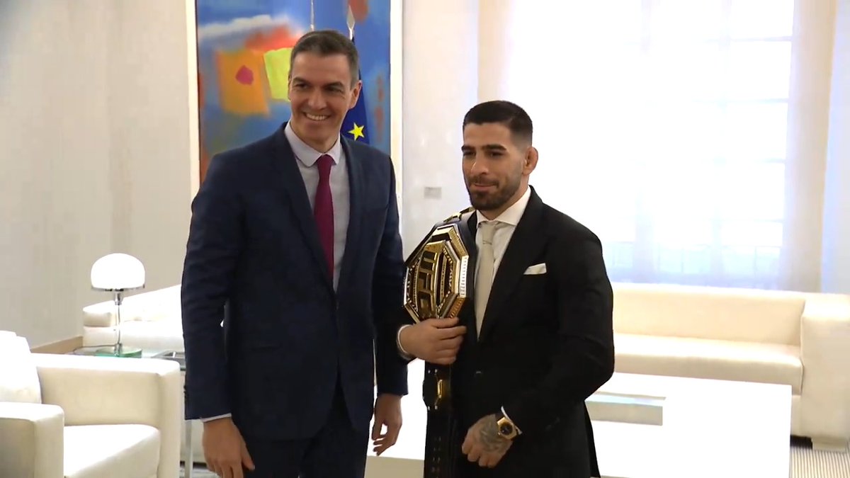 Esta maรฑana he recibido a Ilia Topuria, el nuevo campeรณn mundial de peso pluma de la UFC. Tu esfuerzo, dedicaciรณn y perseverancia te han llevado a cumplir uno de tus sueรฑos. El segundo tambiรฉn se harรก muy pronto realidad. Tu amor por Espaรฑa se reflejarรก en tu DNI espaรฑol.