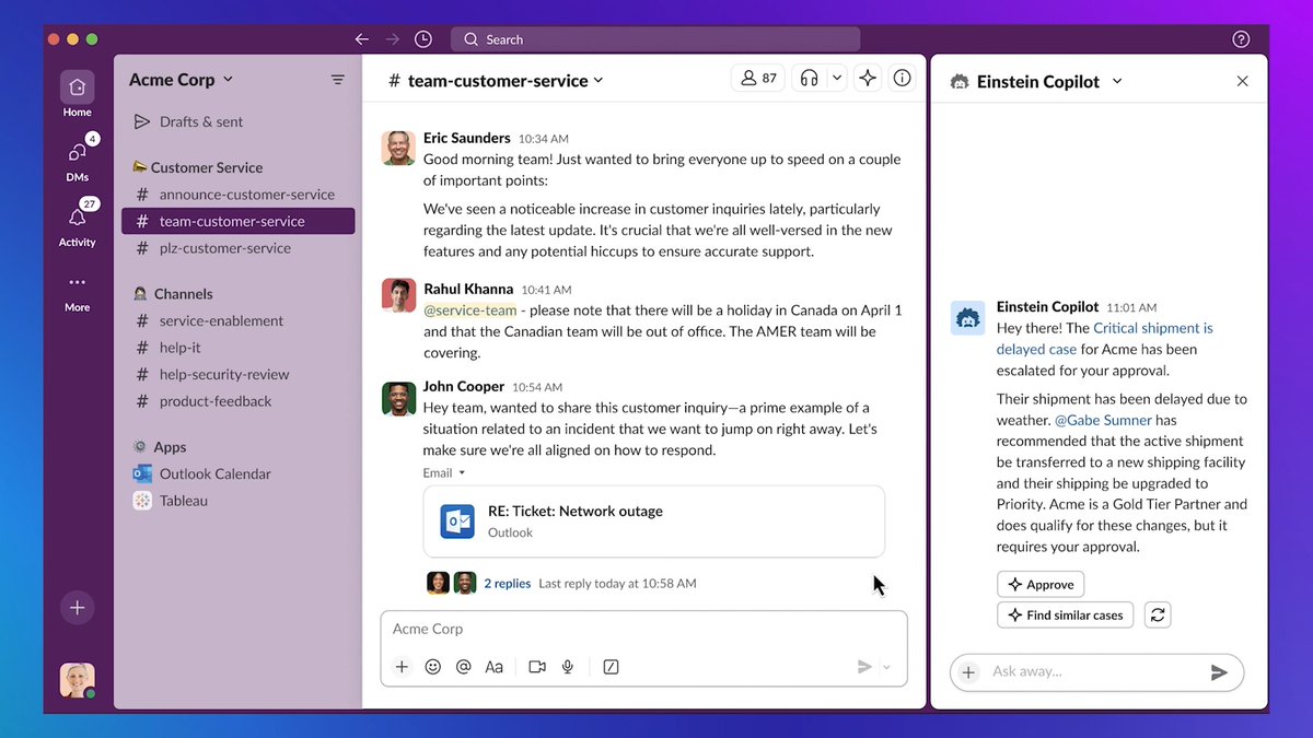 Einstein Copilot has landed. 🛬 ⚡️ Better productivity 🤝 Deeper customer relationships 🚀 Higher margins See how our new AI-powered conversational assistant is revolutionizing CRM: #EinsteinAI