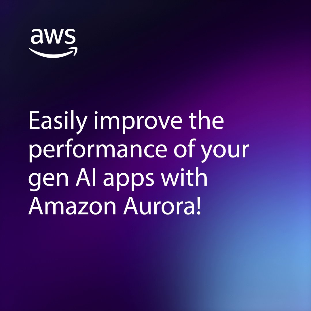 Are your #generativeAI workloads struggling to keep up? 🐌 Amazon Aurora PostgreSQL Optimized Reads & pgvector delivers 20x improved query performance as compared to pgvector IVFFlat indexing & increases average query throughput up to 9x. #AWS 🔗
