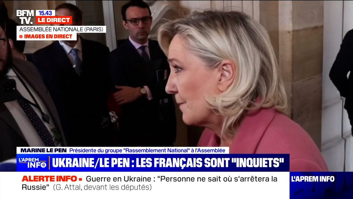 Des dizaines de millions de Français sont aujourd'hui terriblement inquiets des propos tenus par Emmanuel Macron hier, qui a indiqué qu'il n'excluait pas d'envoyer des troupes en Ukraine. Pour avoir exprimé ces inquiétudes, le Premier ministre m'a répondu par l'injure.