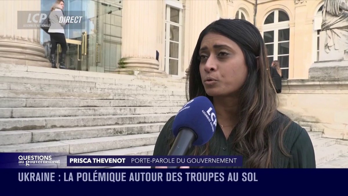 "Ce qui est extrêmement grave, c'est que Marine Le Pen semble vouloir dire que nous, la France, serions coupables", s'indigne Prisca THEVENOT. "Le seul et unique coupable, c'est Poutine. Et ça, il va falloir que Marine Le Pen l'entende." #DirectAN #QAG