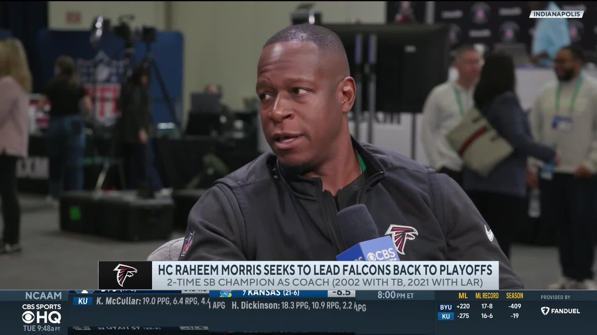 Atlanta Falcons coach Raheem Morris says they want a QB who is "the best fit for our city." "People are gonna read into those words — whatever." 🎤 Jonathan Jones
