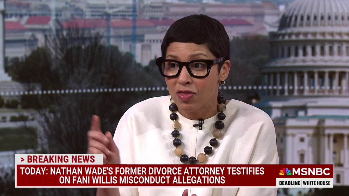 “Fani Wallis is probably one of the few lawyers in Georgia that is qualified to prosecute a case of this scope and magnitude so if she is disqualified it is very likely it is going to take a long time to find a new prosecutor, if at all.” Melissa Murray (@ProfMMurray on Threads 🧵) w/ Nicolle Wallace