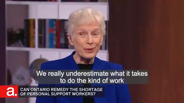 "We really underestimate what it takes to do the kind of work [PSWs] do." — Pat Armstrong (@YorkUSoci). How can Ontario recruit more personal support workers? Tonight w/ Sharleen Stewart (SEIU Healthcare), Samir Sinha (Sinai Health University Health Network) &amp; Steve Paikin | Producer: Mike Attenborough