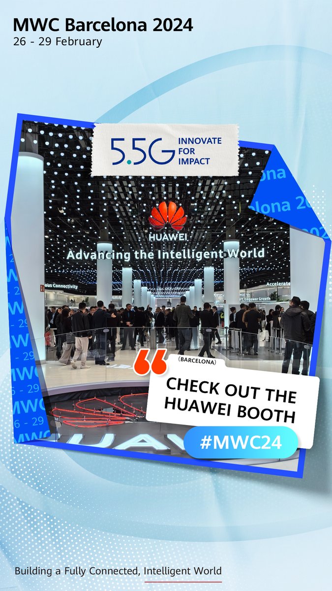 5.5G is everywhere at the #Huawei booth at #MWC24 in Barcelona! Take a quick tour and tell us what excites you most! #InnovateForImpact #5GAdvanced