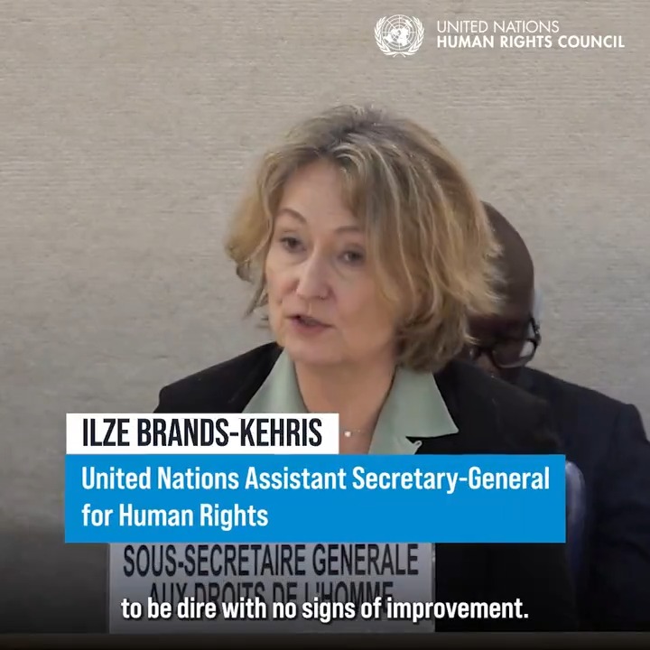 "The state of human rights in #Eritrea continues to be dire with no signs of improvement," Assistant Secretary-General Ilze Brands-Kehris told the United Nations Human Rights Council. She said that the country's engagement and cooperation with United NationsHumanRights remain very limited. #HRC55