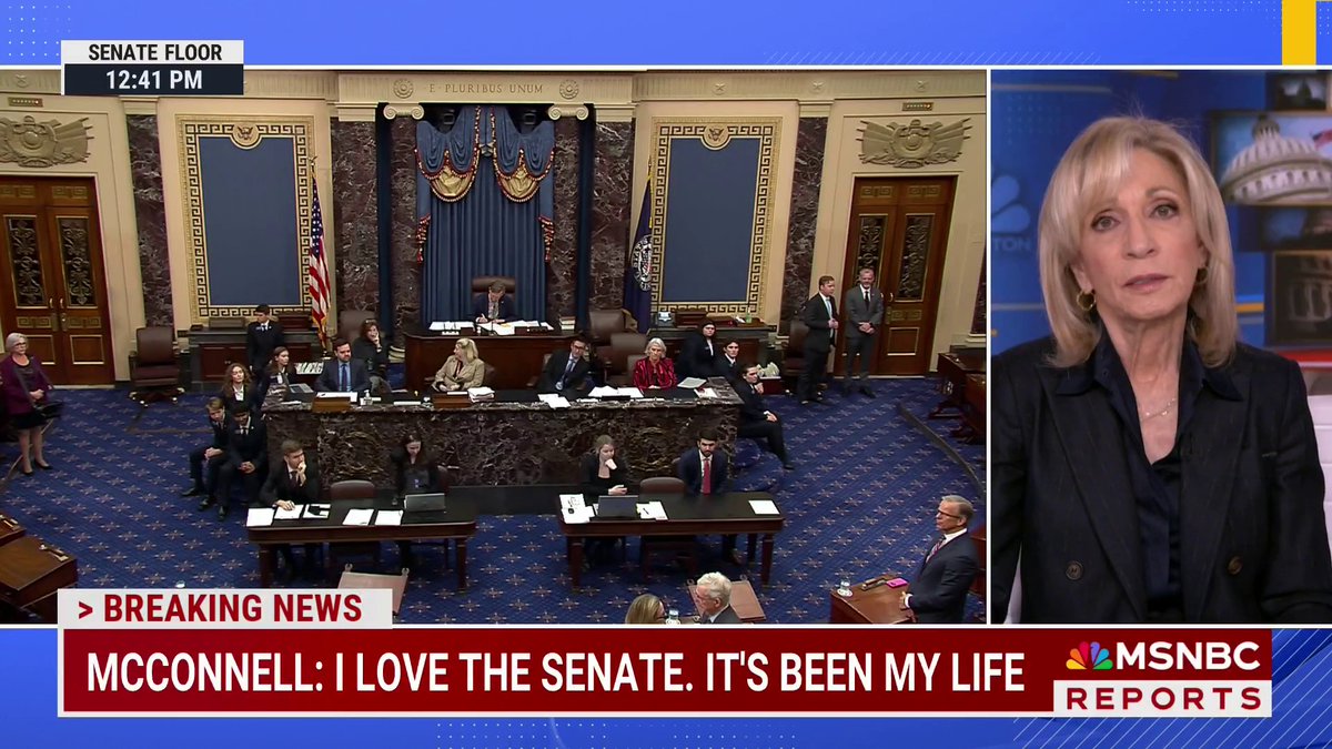 “Wow. History in the making, right now.” Andrea Mitchell reacts to “master of leadership” Mitch McConnell announcing he will step down as the Senate’s Republican leader in November. Mitchell notes McConnell did not mention Donald Trump or the challenges he’s faced from him.