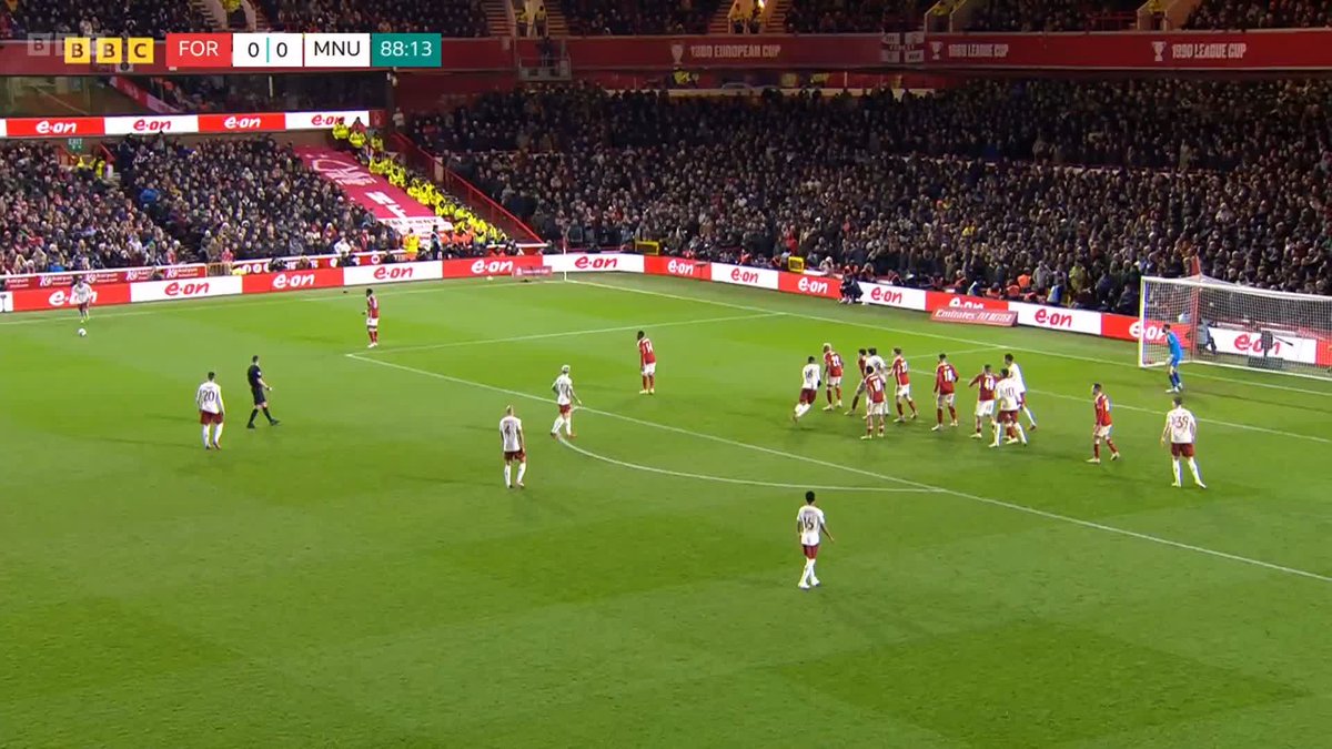 A huge moment! Casemiro's header puts Man Utd ahead in the 89th minute 😤 After a lengthy VAR check the goal stands! #NFOMUN #BBCFootball