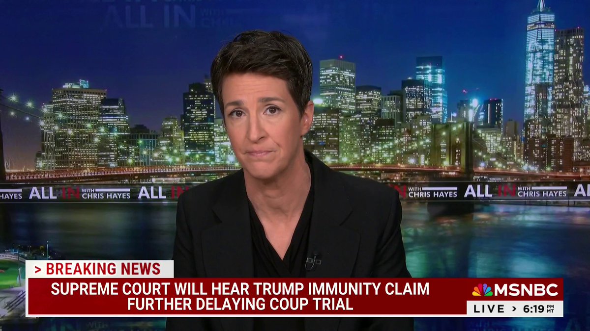 "This is B.S.—you were doing this as a dilatory tactic to help your political friend," says @Maddow on SCOTUS. "And for you to say that this is something that the Court needs to decide because it's something that's unclear in the law is just flagrant, flagrant bullpucky."
