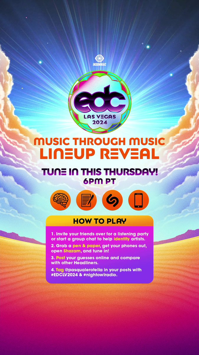 📝 Notebooks? ✅ 🔊 Shazam? ✅ 📲 Music Through Music Livestream? 🔋 Loading... Your #EDCLV2024 lineup is right around the corner! See you tomorrow at 6pm PT →