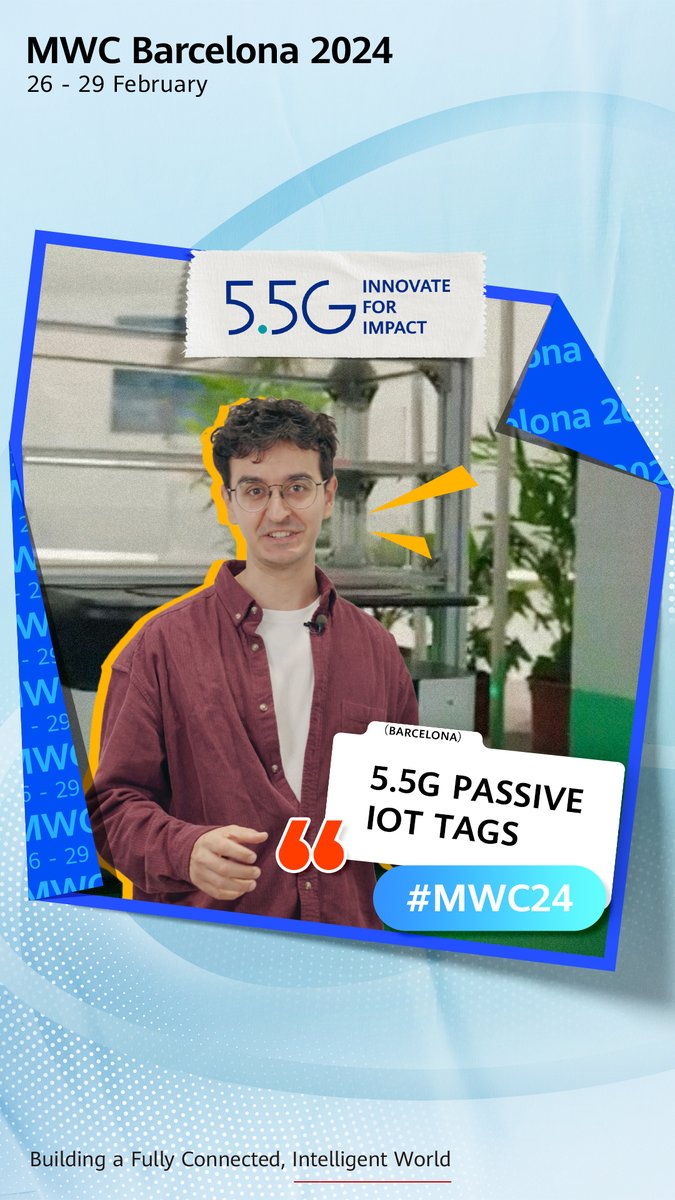 What are passive IoT tags and how do they work with 5.5G to provide industries with 1Gbps upload rate and 4ms low latency? Watch to find out and stay tuned for more #MWC24 Barcelona content! #Huawei #InnovateForImpact #5GAdvanced
