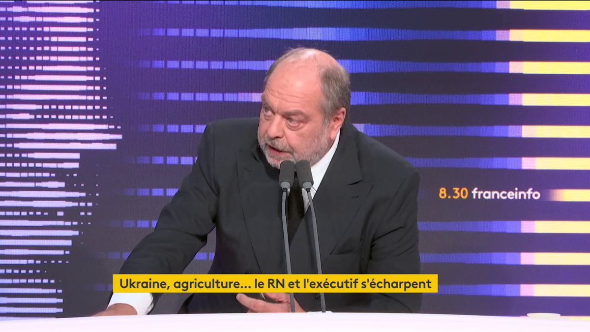 Propos de Jordan Bardella sur Emmanuel Macron : "Je suis scandalisé", déclare Eric Dupond-Moretti, garde des Sceaux.