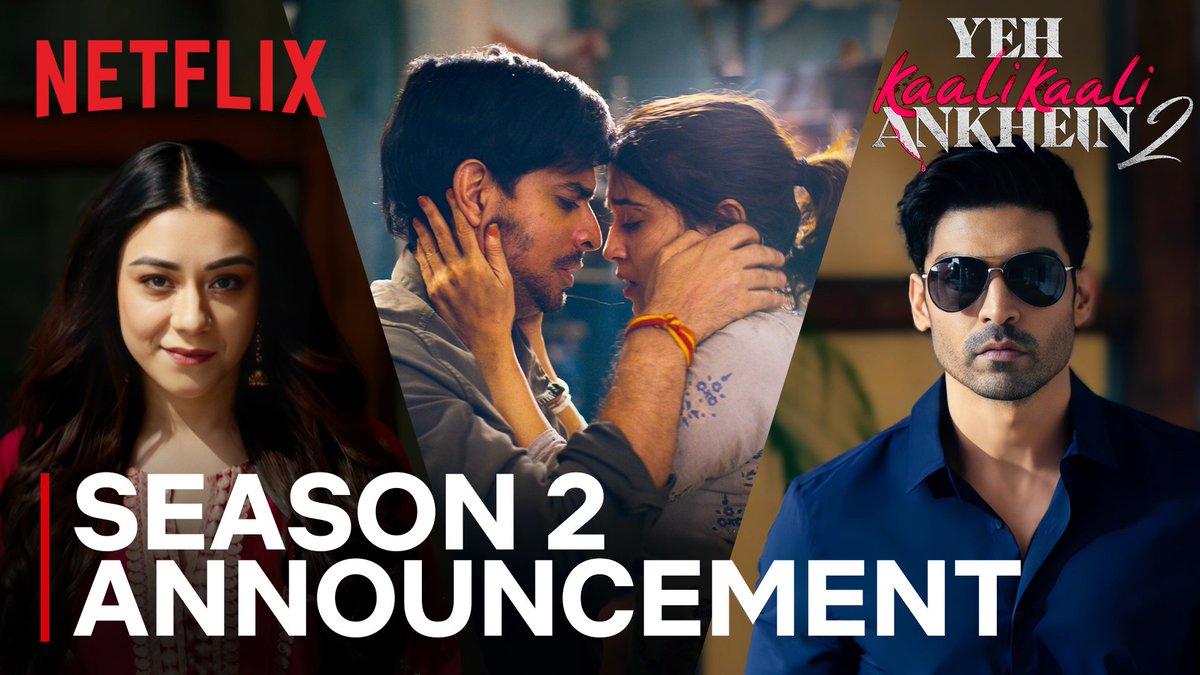 Hold on to your hearts ❤️‍🔥 Vikrant, Purva aur Shikha ki anokhi kahaani mai aa chuka hai ek aur twist 👀 Yeh Kaali Kaali Ankhein S2 , coming soon, only on Netflix!" #YehKaaliKaaliAnkhein #YehKaaliKaaliAnkheinOnNetflix #NextOnNetflixIndia