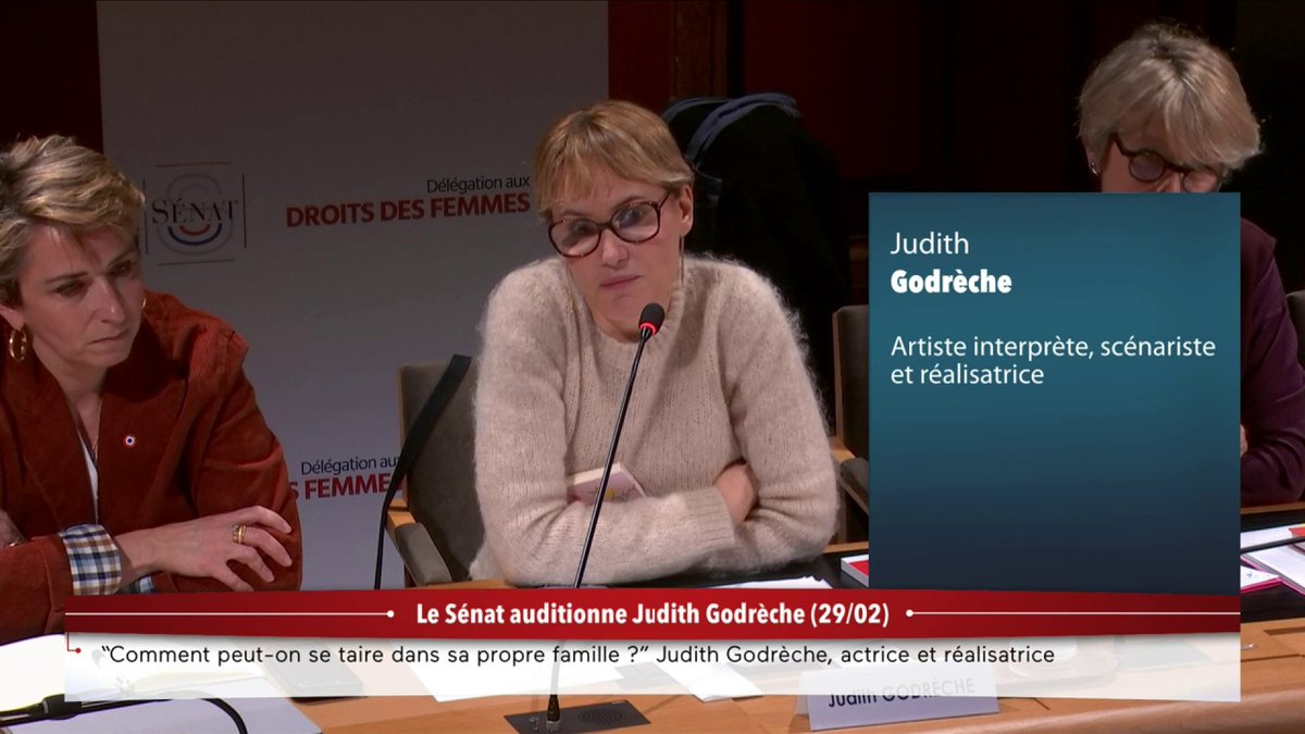 "En une journée, j’ai reçu le témoignage de 200 techniciennes qui ont toutes reçu la photo du sexe d’un réalisateur français", rapporte #JudithGodrèche "Qu’est-ce qu’elles ont fait ? La plupart du temps, rien. Elles ne savent pas à qui s’adresser" #Sénat