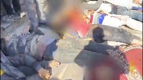 مشاهد مروعة للمجزرة التي ارتكبها الاحتلال الإسرائيلي في شارع الرشيد شمال قطاع #غزة