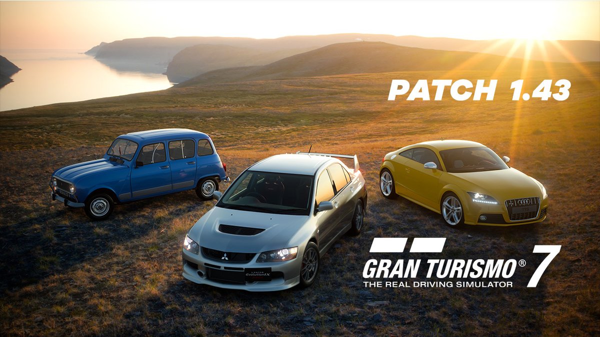 The free Update 1.43 for Gran Turismo 7 comes with three new cars, including the fan fave '06 Mitsubishi Lancer Evolution IX MR GSR, and the '09 Audi TTS Coupé and '85 Renault R4 GTL. An Extra Menu, three new events and a new Scapes location round out the added content. #GT7