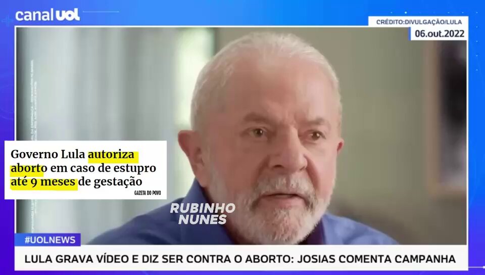 Antes da eleição: • Lula grava propaganda oficial dizendo ser CONTRA o aborto e a favor da vida • TSE remove propaganda eleitoral da campanha do Bolsonaro que afirmava que Lula era favorável ao aborto Depois da eleição: • Lula autoriza aborto até 9 meses em caso de estupro Ué, não era fake news da direita que o Lula faria exatamente isso? 🤔