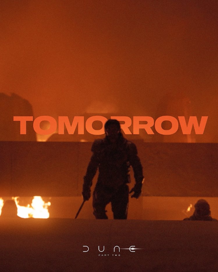 TOMORROW. Experience #DuneMovie only in theaters Friday. Get tickets now.