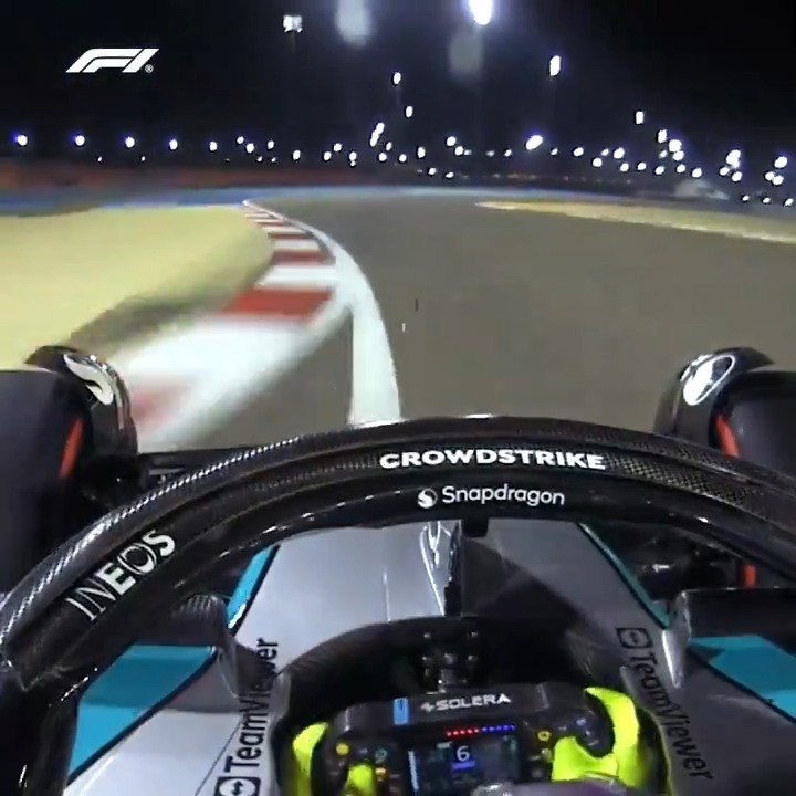 Lewis Hamilton led the way at the end of day one in Bahrain 💪 Jump onboard with the Mercedes driver for his fastest lap in FP2 💨 #F1 #BahrainGP