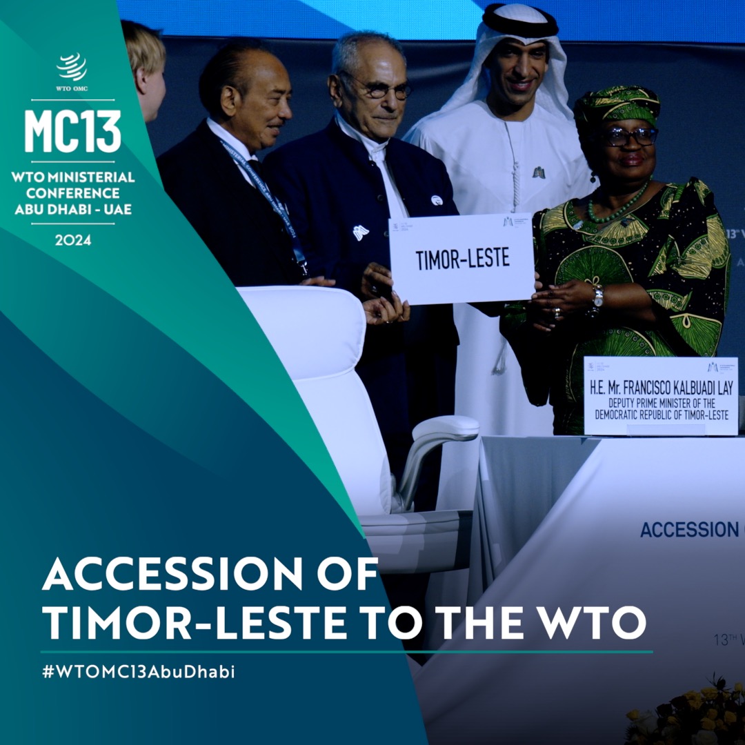After a lengthy process, we are delighted to welcome Timor-Leste to the WTO family! The accession of Timor-Leste represents a significant occasion at #WTOMC13AbuDhabi as the WTO is opening the door to LDCs for the first time since 2016. More: