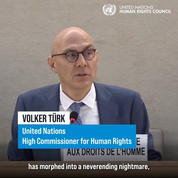 "The human rights situation in #Myanmar has morphed into a neverending nightmare," Volker Türk told the United Nations Human Rights Council. The United NationsHumanRights chief called on the international community to "refocus its energy on preventing atrocities in the country." #HRC55