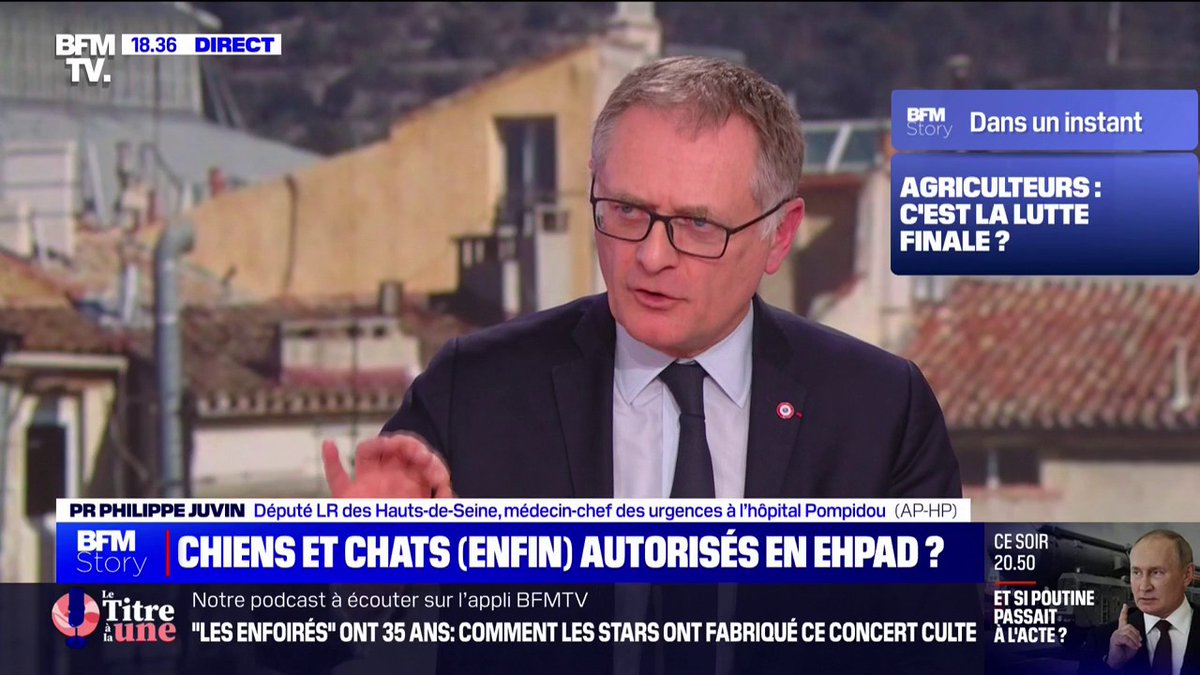💬 "Avoir un chien ou un chat, c'est bon pour la santé" ➡ Le député (LR) et médecin Philippe Juvin évoque son amendement qui vise à inscrire dans la loi le droit d'emménager en Ehpad avec son animal de compagnie
