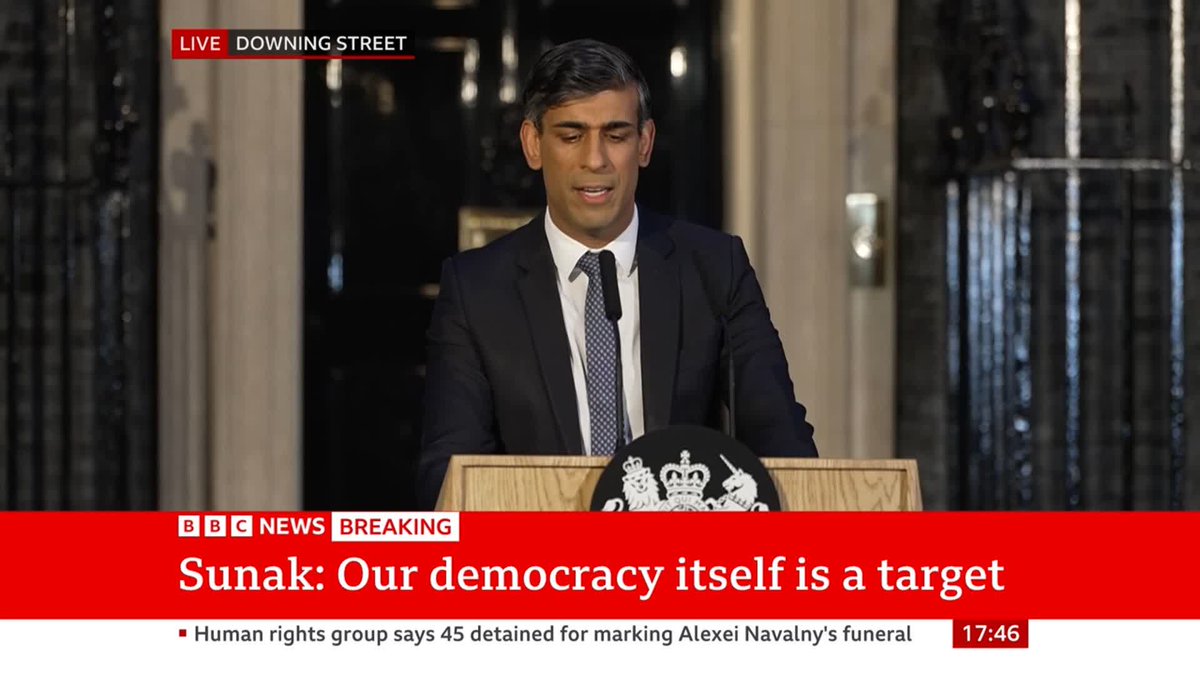 "It is beyond alarming that last night the Rochdale by-election returned a candidate who dismisses the horror of what happened on October 7" PM Rishi Sunak says he fears the UK's democracy is being "undermined" Follow live