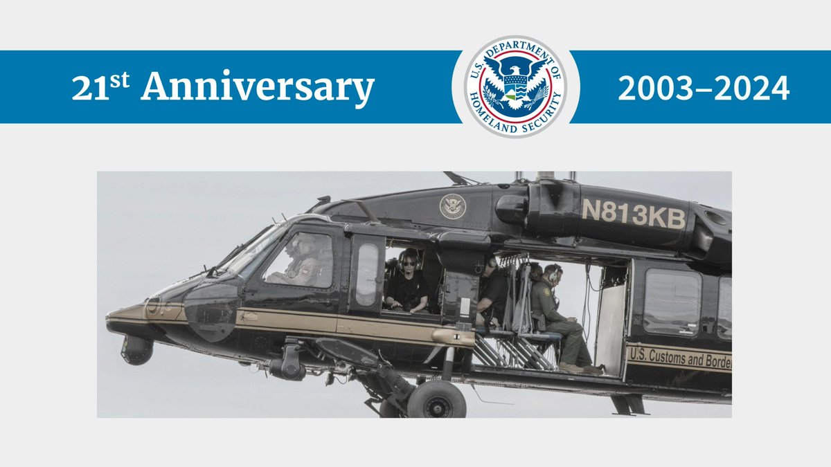 🎂 It's our birthday! We've been on the job safeguarding our homeland for 184,080 hours since our inception in 2003. Today we're celebrating 21 years of concerted effort to protect our homeland against acts of terrorism - all thanks to our #DHSWorkforce. Happy birthday team.