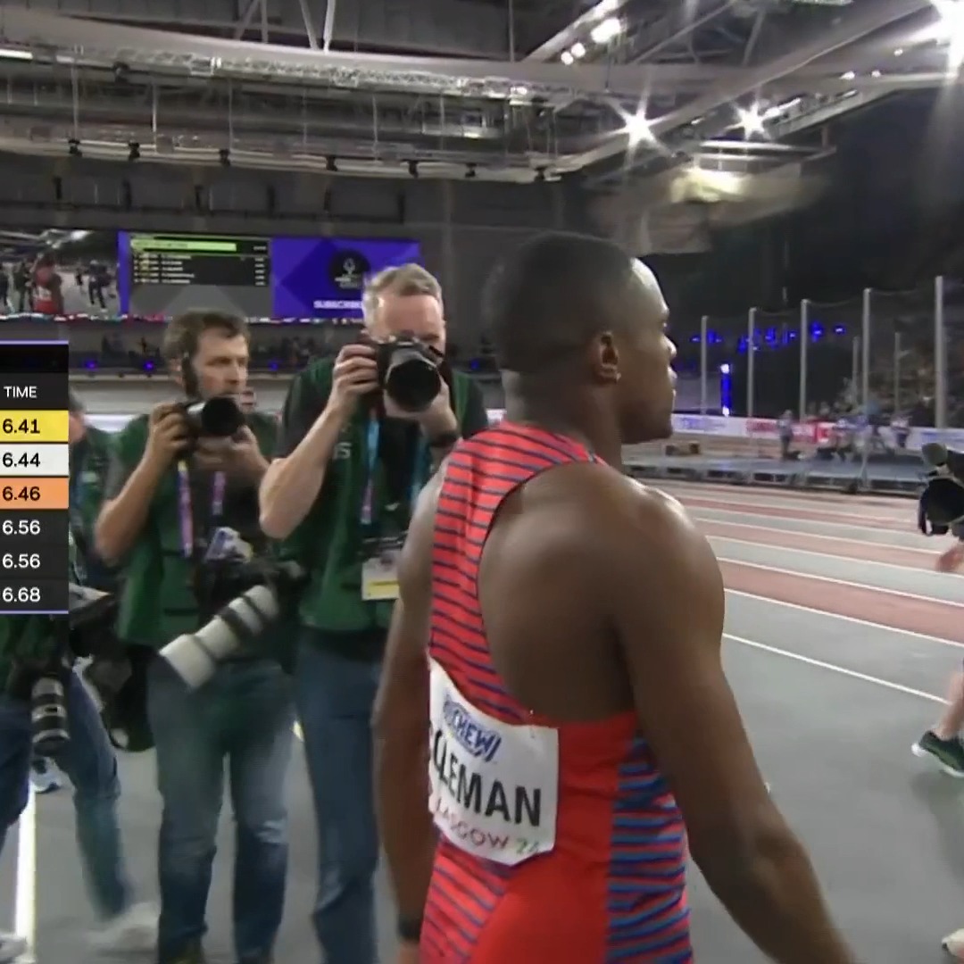 Another 60m WORLD CHAMPIONSHIP title for 🇺🇸Christian Coleman! #WorldIndoorChamps Lowers the world lead to 6.41