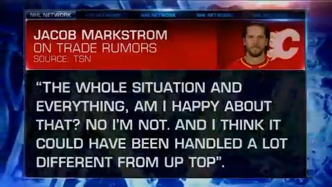Jacob Markstrom is not happy about how his potential trade situation has played out in Calgary. #NHLNow discusses how the #Flames could have handled everything differently. Jamie Hersch | Kevin Weekes | Mike Rupp
